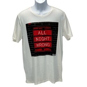 Bench Short Sleeve Crew Neck All Night Wrong Brick Wall Print White T-Shirt - Lg